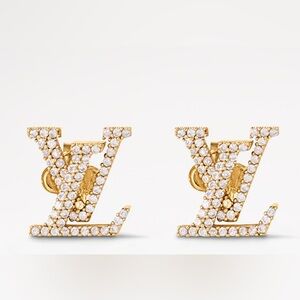 Louis Vuitton Gold Crystal Logo Earrings